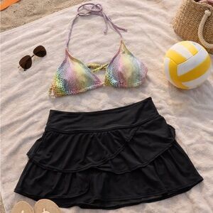 SHEIN Bikini Top and Black Swim Skirt Set - Size S